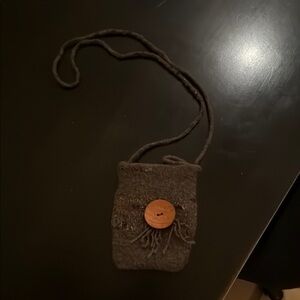 Handmade Brown Wool Crossbody Bag